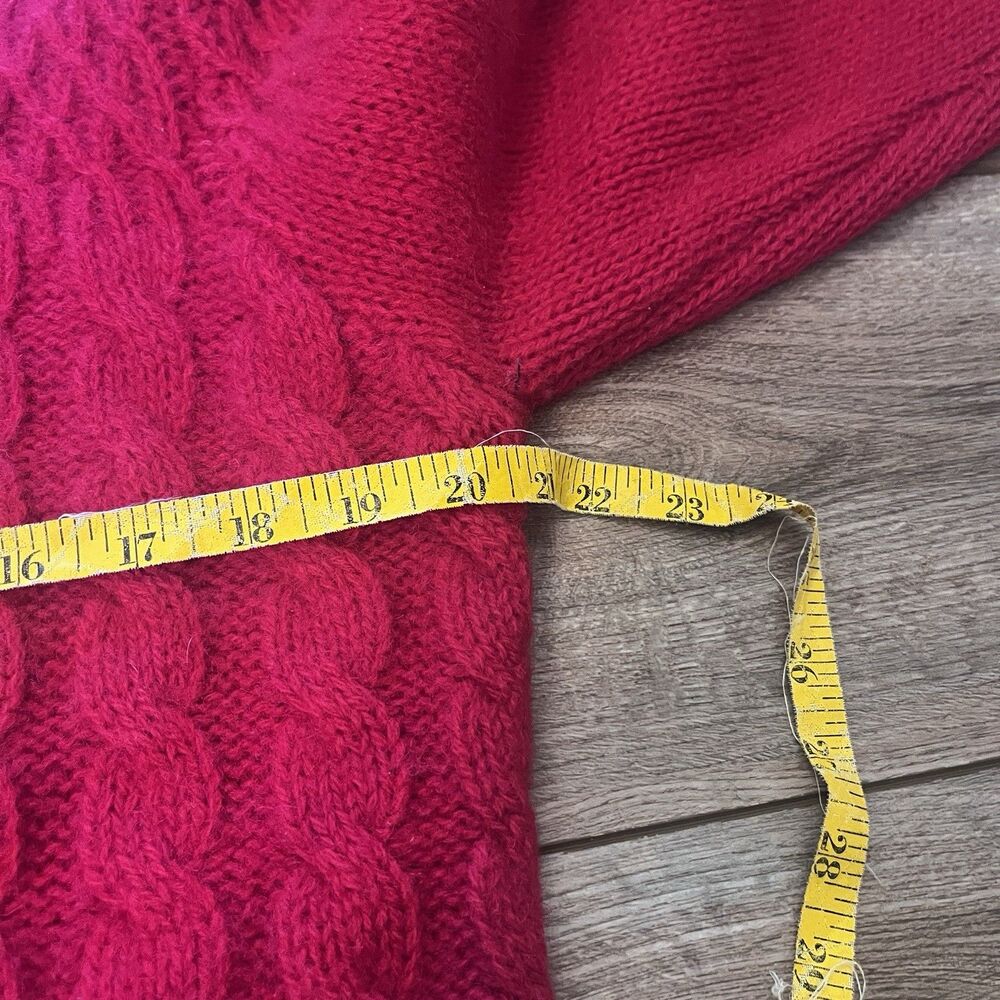 Vintage Robert Scott Ltd Red Pure Wool Cardigan Cable Knit Sweater Women's M 40 - Picture 3 of 5